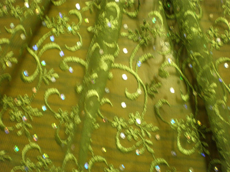 12.D. Moss Green Sequins Lace